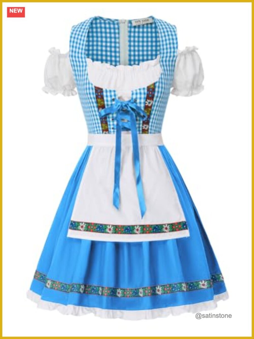 Kate K Dress Oktoberfest Costume with Apron Short Sleeve Cold Shoulder